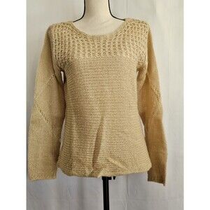 Christine Gerard Textured Knit Sweater Womens Size Medium Beige Long Sleeve